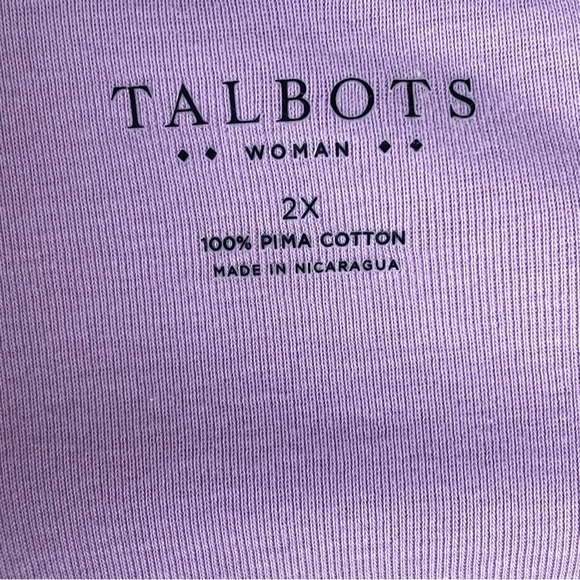 Talbots, Plus Size 2X Lavender V-Neck 3/4 Sleeve Blouse 100% Pima Cotton EUC - Picture 7 of 8